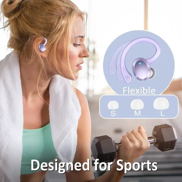 Alt view image 6 of 7 - Wireless Earbuds Sport, 2025 Bluetooth 5.3 Headphones Bass Hi-Fi Stereo Over Ear Buds, 48Hrs Noise Cancelling Headset with Earhook, IP7 Waterproof Earphones Workout Running for Laptop Pad Android iOS