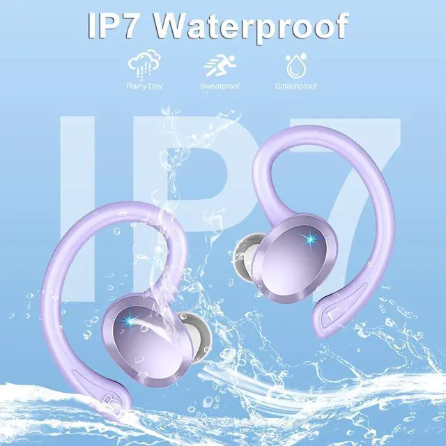 Alt view image 7 of 7 - Wireless Earbuds Sport, 2025 Bluetooth 5.3 Headphones Bass Hi-Fi Stereo Over Ear Buds, 48Hrs Noise Cancelling Headset with Earhook, IP7 Waterproof Earphones Workout Running for Laptop Pad Android iOS