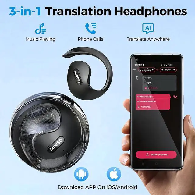 Alt view image 6 of 7 - X15 PRO 2026 New X15PRO AI Translation Earbuds Real Time 165 Languages Translator Ear buds Audifonos Traductores Inglés Español Wireless Earphones Bluetooth Headphones for Travel Business Calls&Music