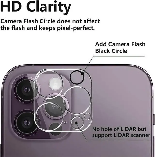 Alt view image 2 of 6 - 3PCS Rear Back Camera Lens Protector Tempered Glass for iPhone 14 Pro Max, iPhone 15 Pro Max - HD Clear Full Coverage Guard
