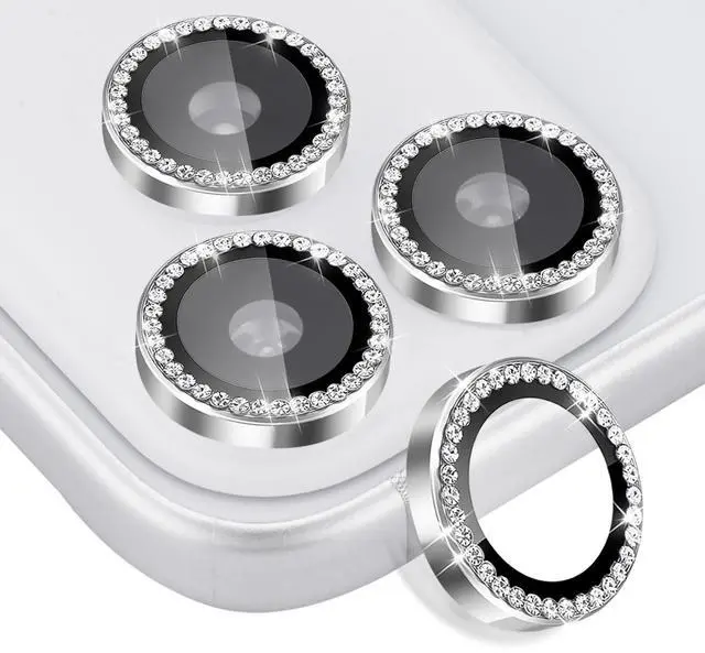 Main image of Camera Lens Protector for iPhone 17 Pro/17 Pro Max, Aluminum Alloy Tempered Glass Lens Protector with Installation Frame Fits for iPhone 17 Pro/17 Pro Max (Diamond Silver)