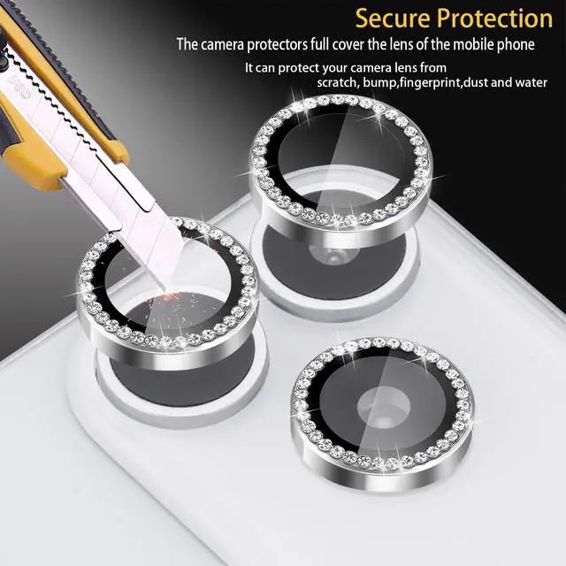 Alt view image 2 of 6 - Camera Lens Protector for iPhone 17 Pro/17 Pro Max, Aluminum Alloy Tempered Glass Lens Protector with Installation Frame Fits for iPhone 17 Pro/17 Pro Max (Diamond Silver)