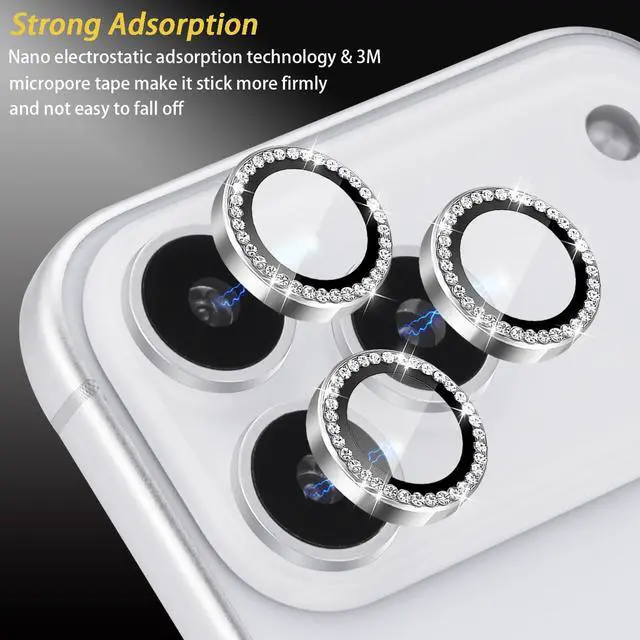 Alt view image 4 of 6 - Camera Lens Protector for iPhone 17 Pro/17 Pro Max, Aluminum Alloy Tempered Glass Lens Protector with Installation Frame Fits for iPhone 17 Pro/17 Pro Max (Diamond Silver)
