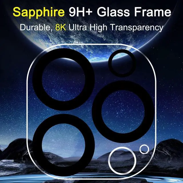 Alt view image 6 of 7 - 3 Pack Camera Lens Protector for iPhone 13 Pro Max iPhone 13 Pro, 9H Military-Grade Shatterproof Tempered Glass, Case Friendly, Ultra HD, Anti-Scratch, No Flash Glare for Night Shooting
