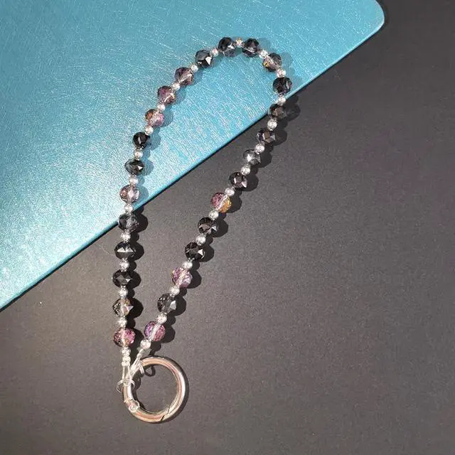 Alt view image 4 of 7 - Crystal Beaded Phone Wrist Strap Charm Chain Wristlet Cellphone Lanyard Bracelet Keychain with Tether Tab Hands-Free