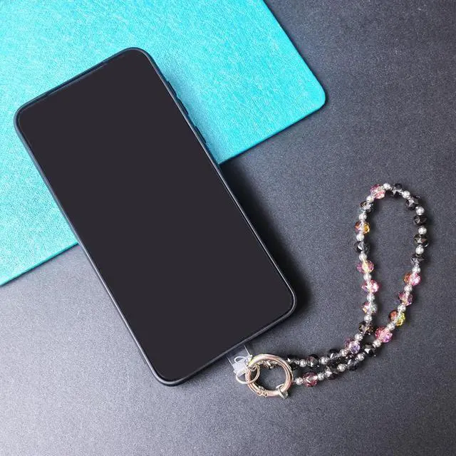 Alt view image 5 of 7 - Crystal Beaded Phone Wrist Strap Charm Chain Wristlet Cellphone Lanyard Bracelet Keychain with Tether Tab Hands-Free