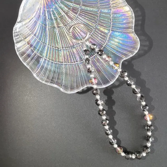 Alt view image 7 of 7 - Crystal Beaded Phone Wrist Strap Charm Chain Wristlet Cellphone Lanyard Bracelet Keychain with Tether Tab Hands-Free