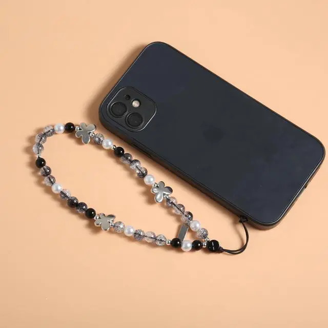 Alt view image 5 of 6 - Elegant White Steel Butterfly Beaded Phone Charm