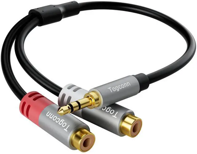 Main image of 3.5mm to 2 RCA Audio Y-Splitter Cable 0.6 Feet, 1/8 Inch (3.5mm) TRS Stereo Male to Dual RCA Female Hi-Fi Sound Auxiliary Y Adapter Converter Connector for iPhone, Tablet Computer, MP3, Speaker