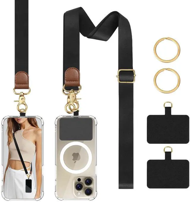 Main image of Phone Lanyard Crossbody Wrist Strap, Adjustable Anti-Theft Phone Strap for All Phone Case, Universal Cell Phone Neck lanyard for Women and Men, Black