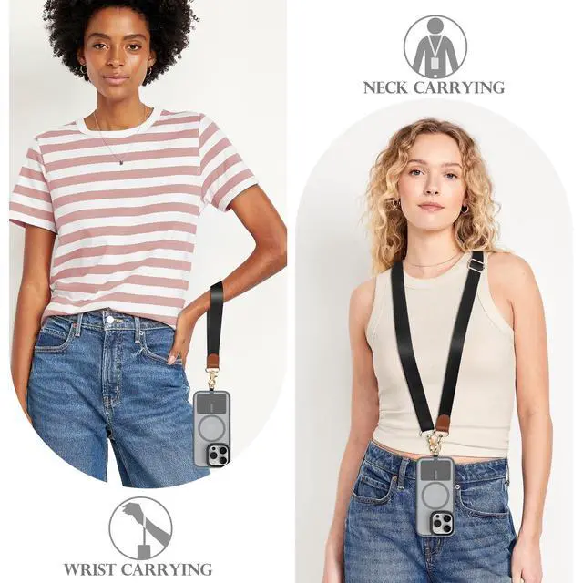 Alt view image 2 of 7 - Phone Lanyard Crossbody Wrist Strap, Adjustable Anti-Theft Phone Strap for All Phone Case, Universal Cell Phone Neck lanyard for Women and Men, Black