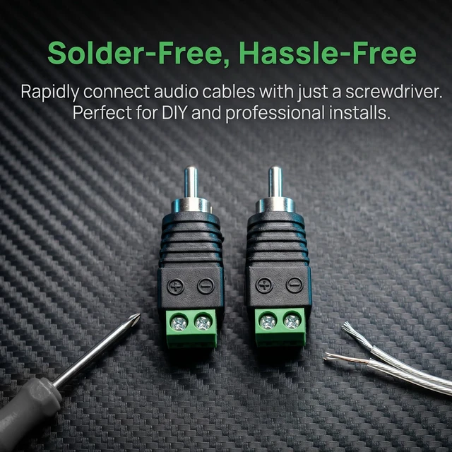 Alt view image 2 of 7 - RCA Cable Audio Adapter, Phono RCA Male Plug to AV Screw Terminal Audio/Video Speaker Wire connectors Solderless Adapter(RCA Male-2pack)