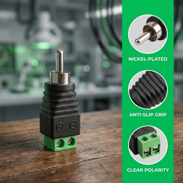 Alt view image 7 of 7 - RCA Cable Audio Adapter, Phono RCA Male Plug to AV Screw Terminal Audio/Video Speaker Wire connectors Solderless Adapter(RCA Male-2pack)