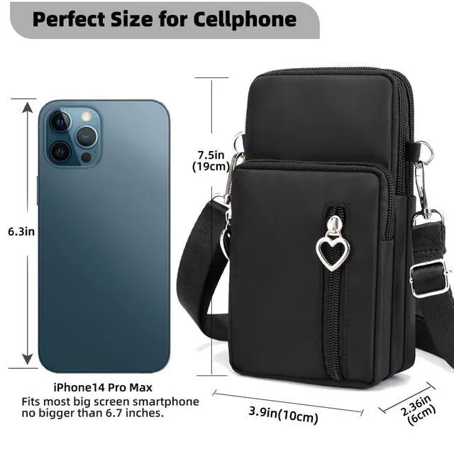 Alt view image 4 of 7 - Small Crossbody Bags for Women Mini Cell Phone Purses with Crossbody Strap Phone Wallet Purses Shoulder Bag Nylon Arm Bag