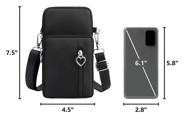 Alt view image 3 of 7 - Small Crossbody Bags for Women Mini Cell Phone Purses with Crossbody Strap Phone Wallet Purses Shoulder Bag Nylon Arm Bag