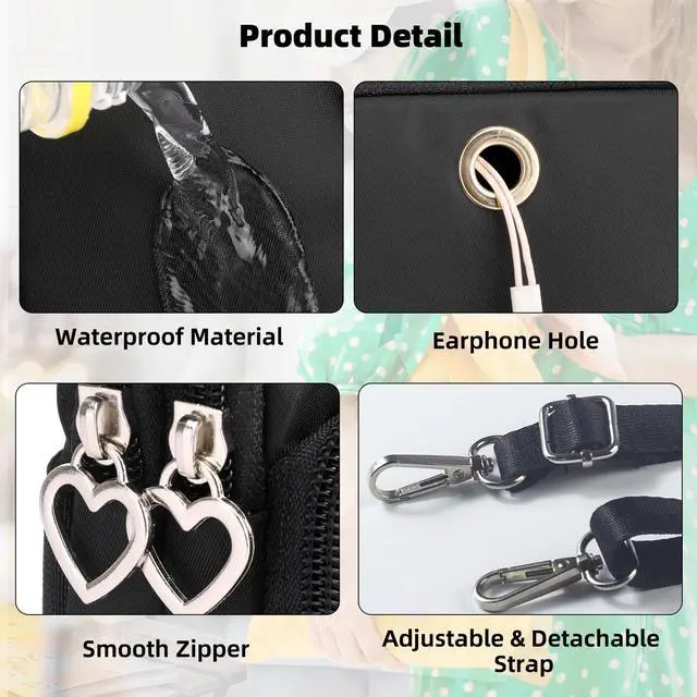 Alt view image 7 of 7 - Small Crossbody Bags for Women Mini Cell Phone Purses with Crossbody Strap Phone Wallet Purses Shoulder Bag Nylon Arm Bag