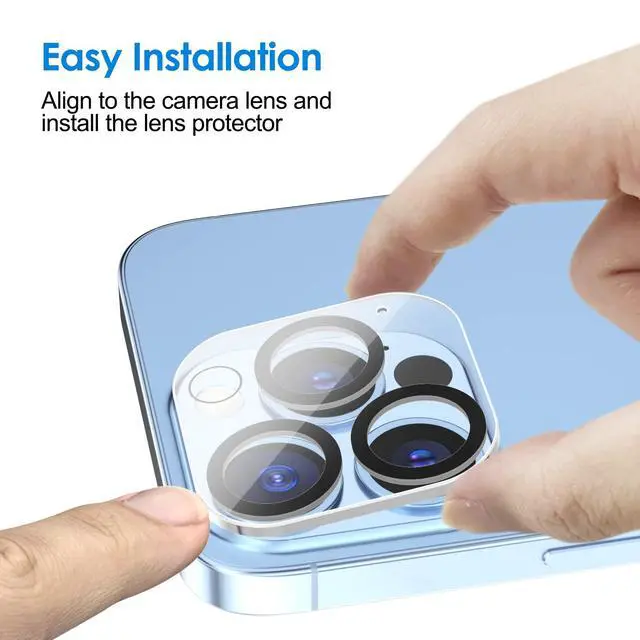 Alt view image 4 of 7 - Camera Lens Protector for iPhone 13 Pro Max 6.7-Inch and iPhone 13 Pro 6.1-Inch, 9H Tempered Glass, HD Clear, Anti-Scratch, Case Friendly, Does Not Affect Night Shots, 3-Pack