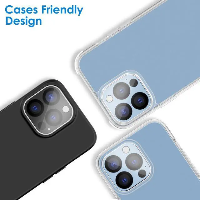 Alt view image 5 of 7 - Camera Lens Protector for iPhone 13 Pro Max 6.7-Inch and iPhone 13 Pro 6.1-Inch, 9H Tempered Glass, HD Clear, Anti-Scratch, Case Friendly, Does Not Affect Night Shots, 3-Pack