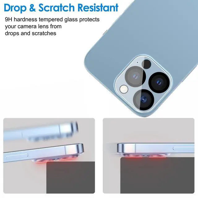 Alt view image 7 of 7 - Camera Lens Protector for iPhone 13 Pro Max 6.7-Inch and iPhone 13 Pro 6.1-Inch, 9H Tempered Glass, HD Clear, Anti-Scratch, Case Friendly, Does Not Affect Night Shots, 3-Pack