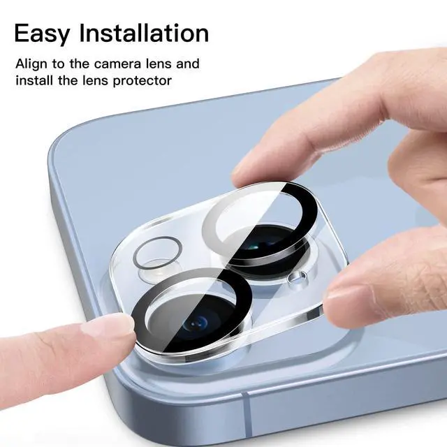 Alt view image 4 of 7 - Camera Lens Protector for iPhone 14 6.1-Inch and iPhone 14 Plus 6.7-Inch, 9H Tempered Glass, Anti-Scratch, Case Friendly, Does Not Affect Night Shots, HD Clear, 3-Pack