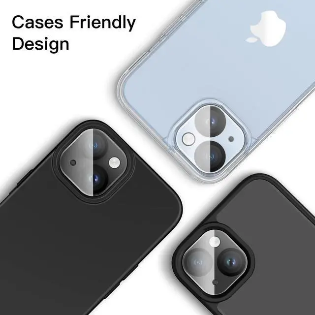Alt view image 5 of 7 - Camera Lens Protector for iPhone 14 6.1-Inch and iPhone 14 Plus 6.7-Inch, 9H Tempered Glass, Anti-Scratch, Case Friendly, Does Not Affect Night Shots, HD Clear, 3-Pack