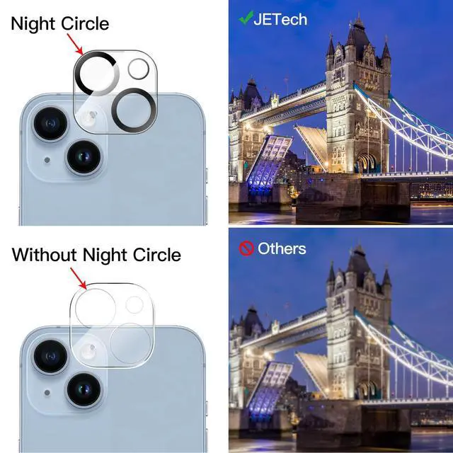 Alt view image 6 of 7 - Camera Lens Protector for iPhone 14 6.1-Inch and iPhone 14 Plus 6.7-Inch, 9H Tempered Glass, Anti-Scratch, Case Friendly, Does Not Affect Night Shots, HD Clear, 3-Pack