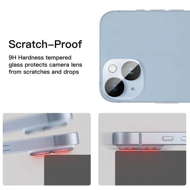 Alt view image 7 of 7 - Camera Lens Protector for iPhone 14 6.1-Inch and iPhone 14 Plus 6.7-Inch, 9H Tempered Glass, Anti-Scratch, Case Friendly, Does Not Affect Night Shots, HD Clear, 3-Pack