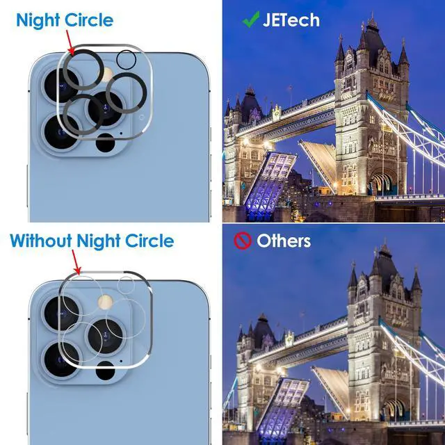 Alt view image 6 of 7 - Camera Lens Protector for iPhone 13 Pro Max 6.7-Inch and iPhone 13 Pro 6.1-Inch, 9H Tempered Glass, HD Clear, Anti-Scratch, Case Friendly, Does Not Affect Night Shots, 3-Pack