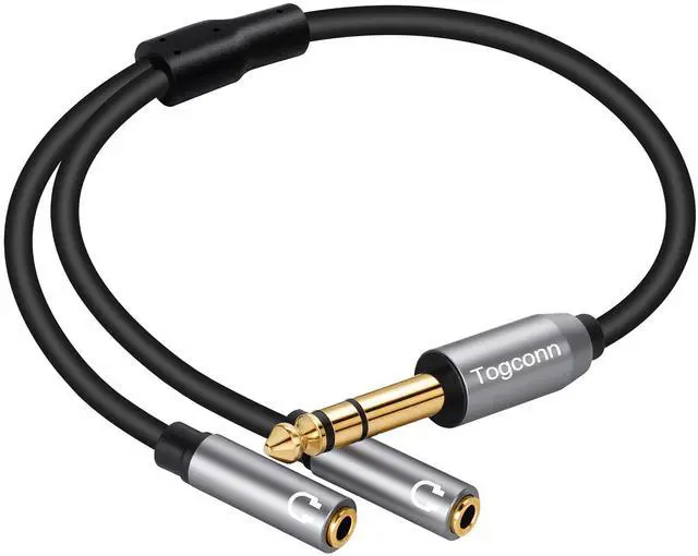 Main image of 6.35mm to Double 3.5mm Headphone Y Adapter,6.35mm 1/4 Inch TRS Male to Dual 3.5mm 1/8 Inch TRS Female Stereo Audio Y Splitter Cable for Headphones, Guitar, Speakers, Amplifiers, Mixers-1Feet/12 Inch