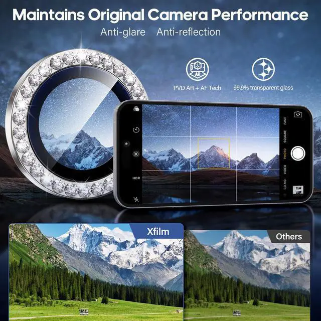 Alt view image 4 of 7 - for iPhone 17 Pro / 17 Pro Max Camera Lens Protector Bling, Individual Diamond Metal Ring with 9H Hardness, Scratch-Proof Camera Screen Protector, Stylish Accessories, Case Friendly (Silver)