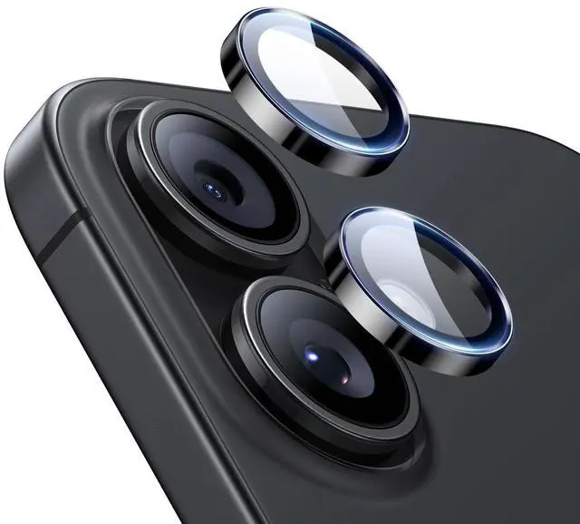 Main image of Camera Lens Protector for iPhone 17/iPhone 16/iPhone 16 Plus, Ultra-tough HD Individual Lens Protectors, Ultra-thin Tempered Glass, 1 Pack, Black