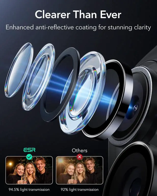 Alt view image 5 of 7 - Camera Lens Protector for iPhone 17/iPhone 16/iPhone 16 Plus, Ultra-tough HD Individual Lens Protectors, Ultra-thin Tempered Glass, 1 Pack, Black