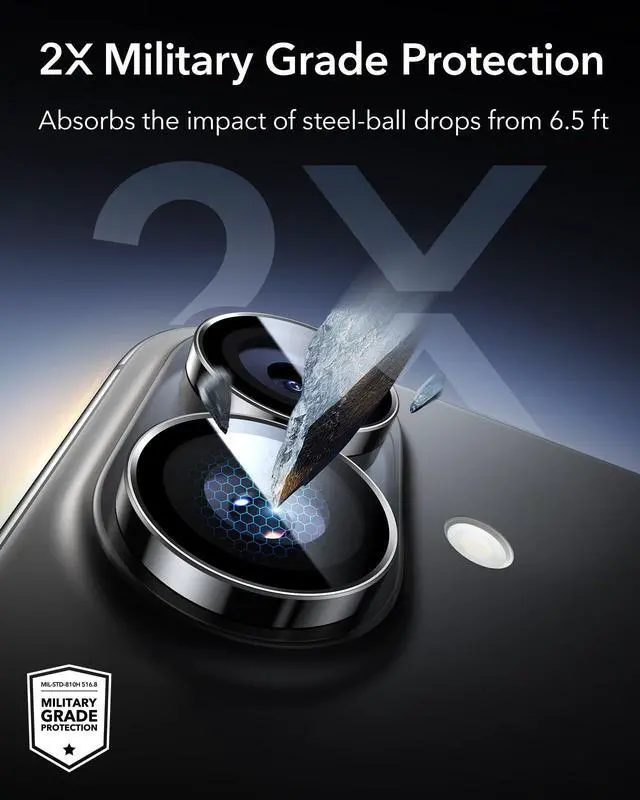 Alt view image 4 of 7 - Camera Lens Protector for iPhone 17/iPhone 16/iPhone 16 Plus, Ultra-tough HD Individual Lens Protectors, Ultra-thin Tempered Glass, 1 Pack, Black