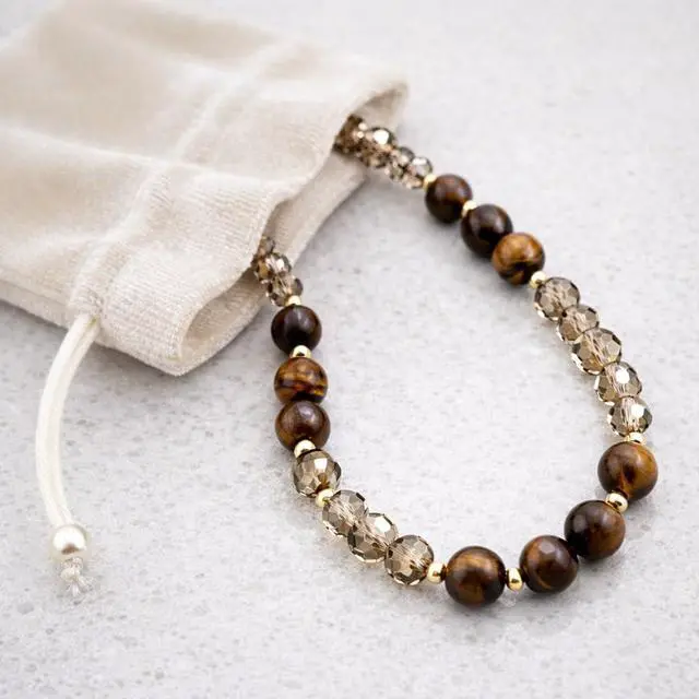 Alt view image 6 of 7 - Natural Stones Phone Charm Detachable Anti Theft Strap Hands-Free iPhone Wrist Strap for Women Phone Chain Wristlet - Fits Apple, Samsung, Google Pixel & More (Golden Tigers Eye)
