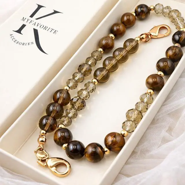 Alt view image 7 of 7 - Natural Stones Phone Charm Detachable Anti Theft Strap Hands-Free iPhone Wrist Strap for Women Phone Chain Wristlet - Fits Apple, Samsung, Google Pixel & More (Golden Tigers Eye)