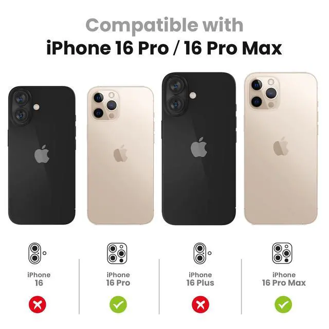 Alt view image 2 of 7 - 3Pcs for iPhone 16 Pro / 16 Pro Max Camera Lens Protector
