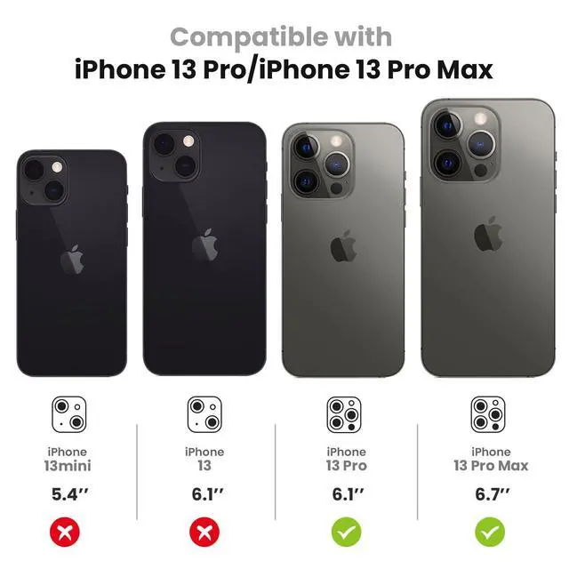 Alt view image 2 of 7 - for iPhone 13 Pro iPhone 13 Pro Max Camera Lens Protector, 9H Tempered Glass Camera Cover Screen Protector Metal Individual Ring for iPhone 13Pro 6.1 inch iPhone 13 ProMax 6.7 inch 2021