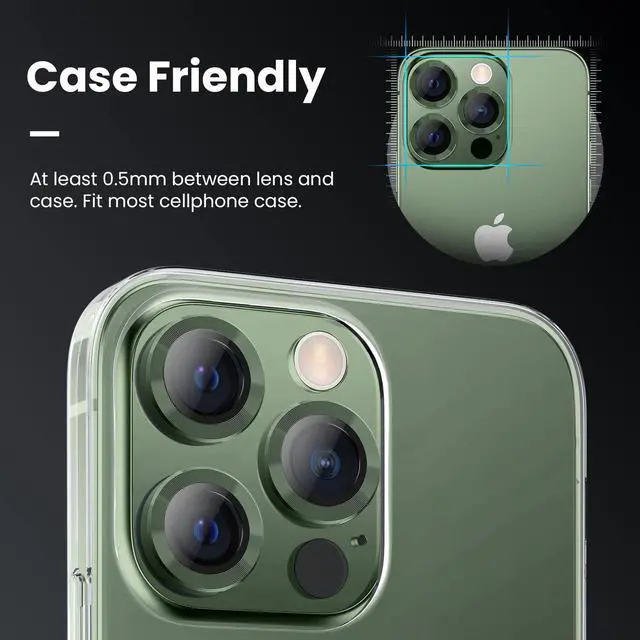 Alt view image 4 of 7 - for iPhone 13 Pro iPhone 13 Pro Max Camera Lens Protector, 9H Tempered Glass Camera Cover Screen Protector Metal Individual Ring for iPhone 13Pro 6.1 inch iPhone 13 ProMax 6.7 inch 2021