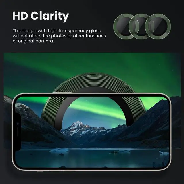 Alt view image 5 of 7 - for iPhone 13 Pro iPhone 13 Pro Max Camera Lens Protector, 9H Tempered Glass Camera Cover Screen Protector Metal Individual Ring for iPhone 13Pro 6.1 inch iPhone 13 ProMax 6.7 inch 2021