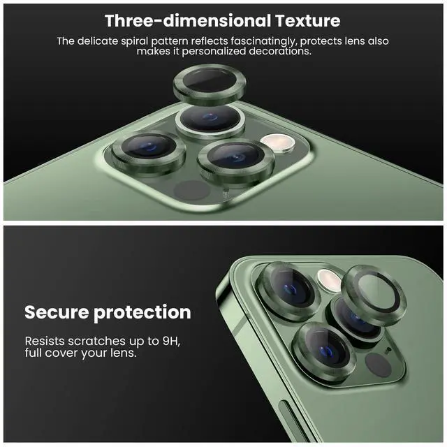 Alt view image 6 of 7 - for iPhone 13 Pro iPhone 13 Pro Max Camera Lens Protector, 9H Tempered Glass Camera Cover Screen Protector Metal Individual Ring for iPhone 13Pro 6.1 inch iPhone 13 ProMax 6.7 inch 2021