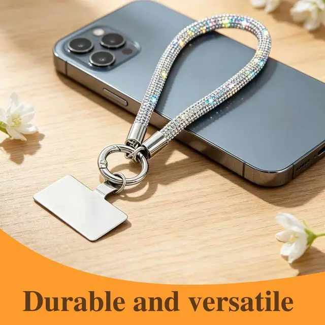 Alt view image 6 of 7 - Luxury Diamond Phone Wrist Strap for Camera Cellphone Lanyard Iridescent Silver Rhinestone Keychain Wristlet for Phone Wristlet Keychain Camera Strap Wrist Straps Key Lanyards Bag Charms for Handbags