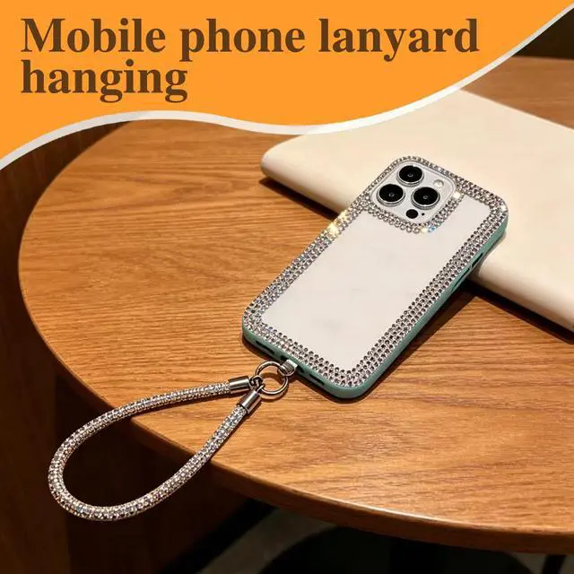 Alt view image 7 of 7 - Luxury Diamond Phone Wrist Strap for Camera Cellphone Lanyard Iridescent Silver Rhinestone Keychain Wristlet for Phone Wristlet Keychain Camera Strap Wrist Straps Key Lanyards Bag Charms for Handbags