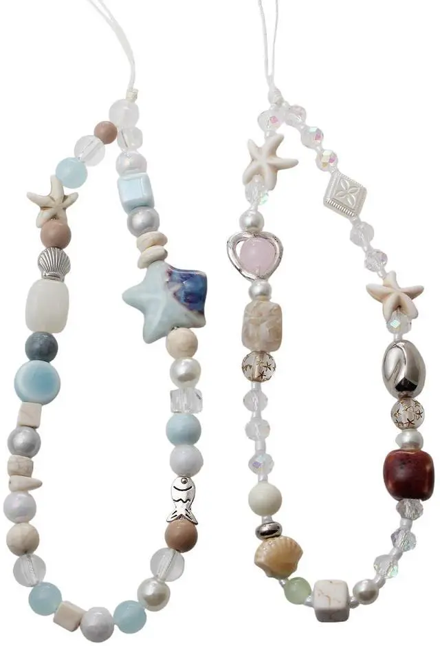 Main image of Cute Phone Camera Charm Wrist Strap, Beaded Phone Lanyard Wristlet Strap