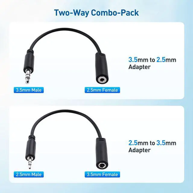 Alt view image 2 of 7 - Combo-Pack TRS 2.5 mm and 3.5 mm Headphone Adapter Kit
