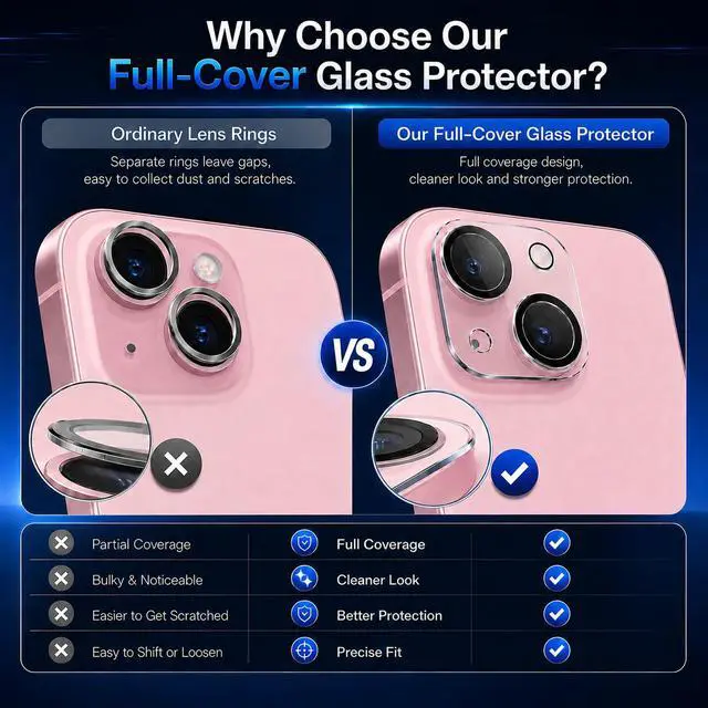 Alt view image 2 of 6 - Camera Lens Protector for iPhone 14/iPhone 14 Plus- 3 Pack