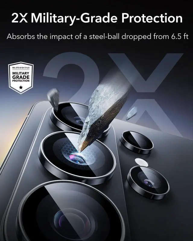 Alt view image 4 of 7 - for Samsung Galaxy S23 Ultra Camera Lens Protector, Individual Lens Protectors, Ultra-Thin Tempered Glass with Aluminum Edging, Case Friendly, 1 Set, Black