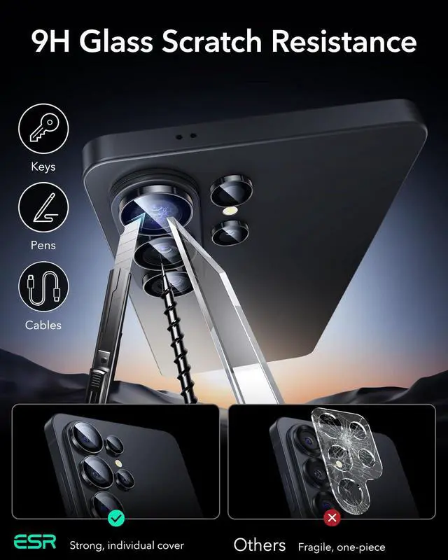 Alt view image 6 of 7 - for Samsung Galaxy S23 Ultra Camera Lens Protector, Individual Lens Protectors, Ultra-Thin Tempered Glass with Aluminum Edging, Case Friendly, 1 Set, Black