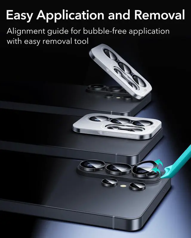 Alt view image 7 of 7 - for Samsung Galaxy S23 Ultra Camera Lens Protector, Individual Lens Protectors, Ultra-Thin Tempered Glass with Aluminum Edging, Case Friendly, 1 Set, Black