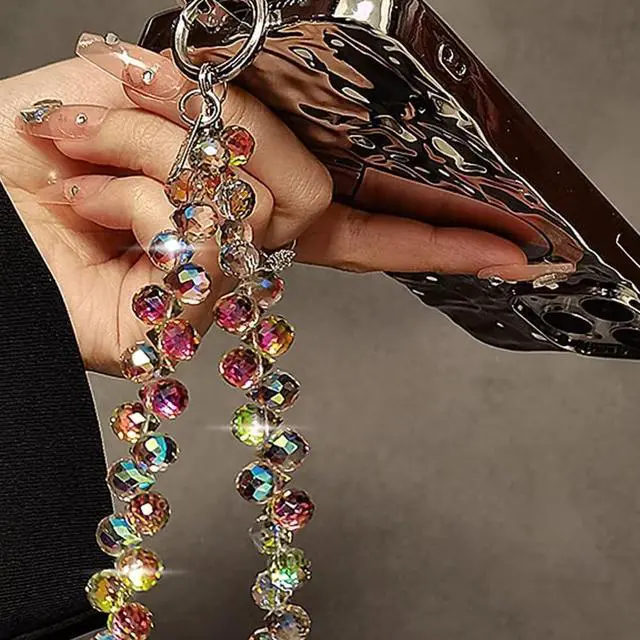 Alt view image 2 of 7 - CellPhone Wrist Strap,Beaded Phone Charms,Bling Wristlet Lanyards for Women,Fashionable Bracelet for Phone,Bag,Key,Camera (MULTICOLOR)