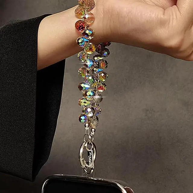 Alt view image 3 of 7 - CellPhone Wrist Strap,Beaded Phone Charms,Bling Wristlet Lanyards for Women,Fashionable Bracelet for Phone,Bag,Key,Camera (MULTICOLOR)